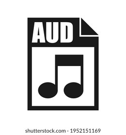Icono de archivo AUD, estilo de diseño plano