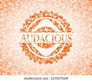 Audacious abstract orange mosaic emblem with background 