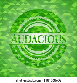 Audacious green emblem with triangle mosaic background. Vector Illustration. Detailed.