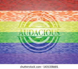 Audacious lgbt colors emblem. Vector Illustration. Mosaic.