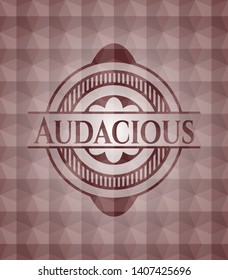 Audacious red seamless emblem with geometric pattern.