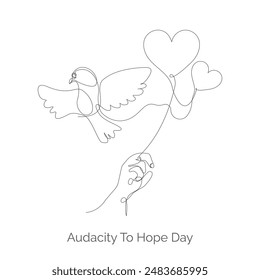 Audacity To Hope Day continuous line drawing concept design. June 4. Vector, illustration.