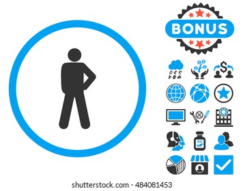 Audacity icon with bonus symbols. Vector illustration style is flat iconic bicolor symbols, blue and gray colors, white background.