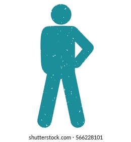 Audacity Pose grainy textured soft blue icon for overlay watermark stamps. Flat symbol with dirty texture. Dotted vector ink rubber seal stamp with grunge design on a white background.