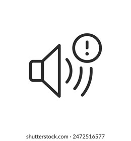 Audible warning, linear style icon. an audible alert or warning. Editable stroke width.