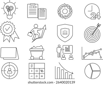 Audience analysis linear icons set. Customer interest assessment and identification. E-business. Customizable thin line symbols. Isolated vector line illustrations. Editable strokes