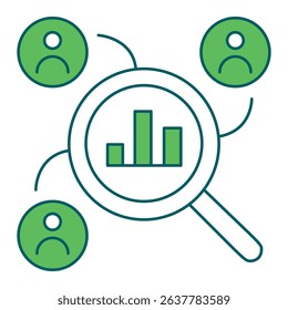 Audience Analytics icon for business intelligence and analytics dashboards, ideal for data visualization, KPI tracking, and performance monitoring interfaces.