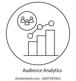 Ícone Audience Analytics, Desbloqueando Insights Entendendo seu público através de análises, Comportamento de público orientado por dados para melhores resultados, vetor