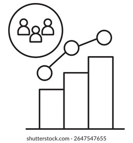 Ícone Audience Analytics, Desbloqueando Insights Entendendo seu público através de análises, Comportamento de público orientado por dados para melhores resultados, vetor