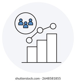 Ícone Audience Analytics, Desbloqueando Insights Entendendo seu público através de análises, Comportamento de público orientado por dados para melhores resultados, vetor