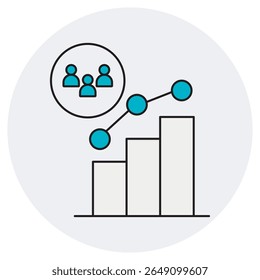 Ícone Audience Analytics, Desbloqueando Insights Entendendo seu público através de análises, Comportamento de público orientado por dados para melhores resultados, vetor