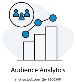 Ícone Audience Analytics, Desbloqueando Insights Entendendo seu público através de análises, Comportamento de público orientado por dados para melhores resultados, vetor