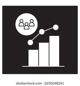 Ícone Audience Analytics, Desbloqueando Insights Entendendo seu público através de análises, Comportamento de público orientado por dados para melhores resultados, vetor