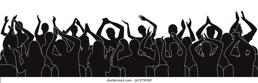 Audience, applauding people, silhouette of crowd. Vector illustration.