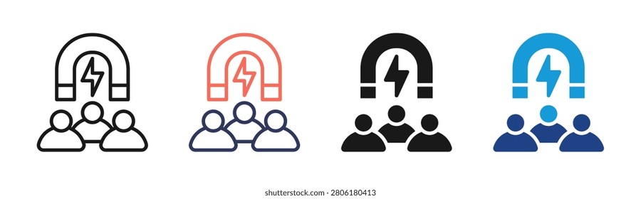 Audience Attraction icon set multiple style collection