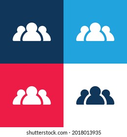 Audience blue and red four color minimal icon set