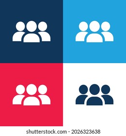 Audience blue and red four color minimal icon set