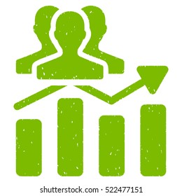 Audience Chart Trend grainy textured icon for overlay watermark stamps. Flat symbol with unclean texture. Dotted vector eco green ink rubber seal stamp with grunge design on a white background.