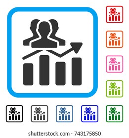 Audience Chart Trend icon. Flat grey iconic symbol in a light blue rounded rectangle. Black, gray, green, blue, red, orange color variants of Audience Chart Trend vector.