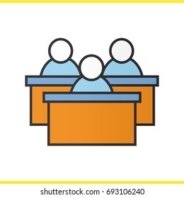 Audience color icon. Lecture hall. Students conference. Isolated vector illustration