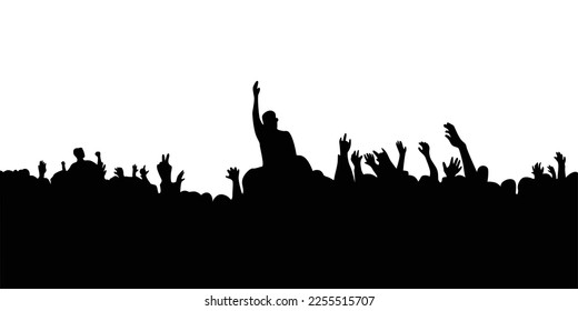 audience concert silhouette. people crowd in festival icon, sign and symbol.