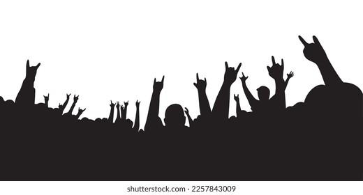 audience concert silhouette. people crowd in festival icon, sign and symbol.