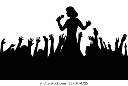 audience in concert silhouette. people crowd in festival icon, sign and symbol.