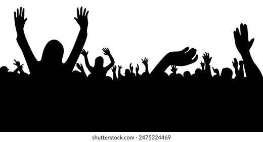 audience concert silhouette. people crowd in festival icon, sign and symbol.