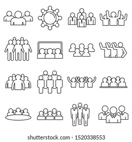 Audience customer icons set. Outline set of audience customer vector icons for web design isolated on white background