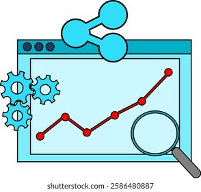 Audience engagement analysis, social media post engagement analysis, digital marketing reports. social media post report vector in flat style. EPS 2