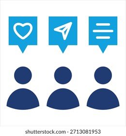 Ilustración vectorial de icono azul plana de audiencia