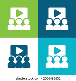 Audiencia Plano cuatro colores conjunto mínimo de iconos