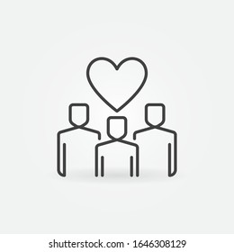 Audience or Follewers with Heart vector outline concept icon or logo