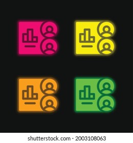 Audience four color glowing neon vector icon