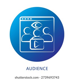 Audience Gradient Fill Hand Drawn Icon. Mini Illustration For Modern Concept, Ui, Ux Web And App Development. Related To Seo And Online Marketing.