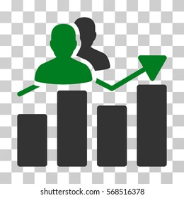 Audience Graph icon. Vector illustration style is flat iconic bicolor symbol, green and gray colors, transparent background. Designed for web and software interfaces.