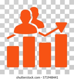 Audience Graph icon. Vector illustration style is flat iconic symbol, orange color, transparent background. Designed for web and software interfaces.