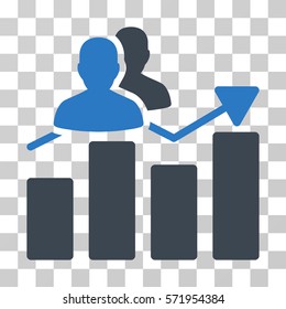 Audience Graph icon. Vector illustration style is flat iconic bicolor symbol, smooth blue colors, transparent background. Designed for web and software interfaces.