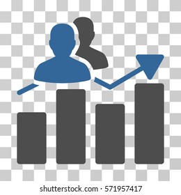 Audience Graph icon. Vector illustration style is flat iconic bicolor symbol, cobalt and gray colors, transparent background. Designed for web and software interfaces.