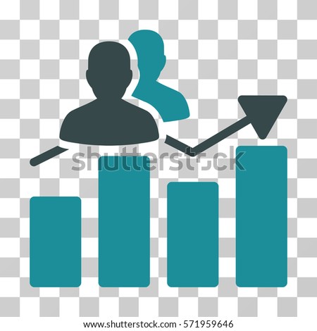 Audience Graph icon. Vector illustration style is flat iconic bicolor symbol, soft blue colors, transparent background. Designed for web and software interfaces.