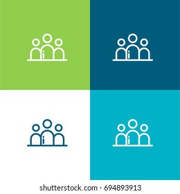 Audience green and blue material color minimal icon or logo design
