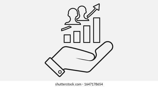 Publikumsmagnet mit dem Symbol mit der Hand. Vektorillustration-Illustrationssymbol. Symbol für einfache Vektorillustration