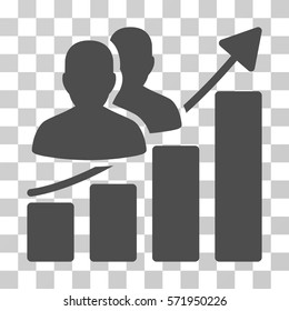 Audience Growth Bar Chart icon. Vector illustration style is flat iconic symbol, gray color, transparent background. Designed for web and software interfaces.