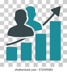 Audience Growth Bar Chart icon. Vector illustration style is flat iconic bicolor symbol, soft blue colors, transparent background. Designed for web and software interfaces.