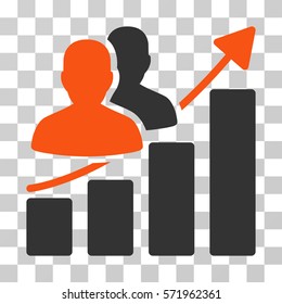 Audience Growth Bar Chart icon. Vector illustration style is flat iconic bicolor symbol, orange and gray colors, transparent background. Designed for web and software interfaces.