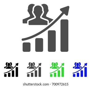 Audience Growth Chart flat vector icon. Colored audience growth chart, gray, black, blue, green icon variants. Flat icon style for application design.