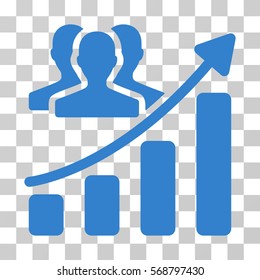 Audience Growth Chart icon. Vector illustration style is flat iconic symbol, cobalt color, transparent background. Designed for web and software interfaces.