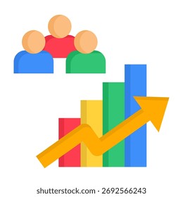Ícone de crescimento do público - Ilustração do vetor de estilo plano