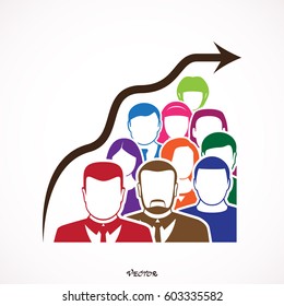Audience Growth Icon.  Icon Isolated on White Background. Flat style.