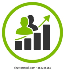 Audience Growth vector icon. Style is bicolor flat circled symbol, eco green and gray colors, rounded angles, white background.